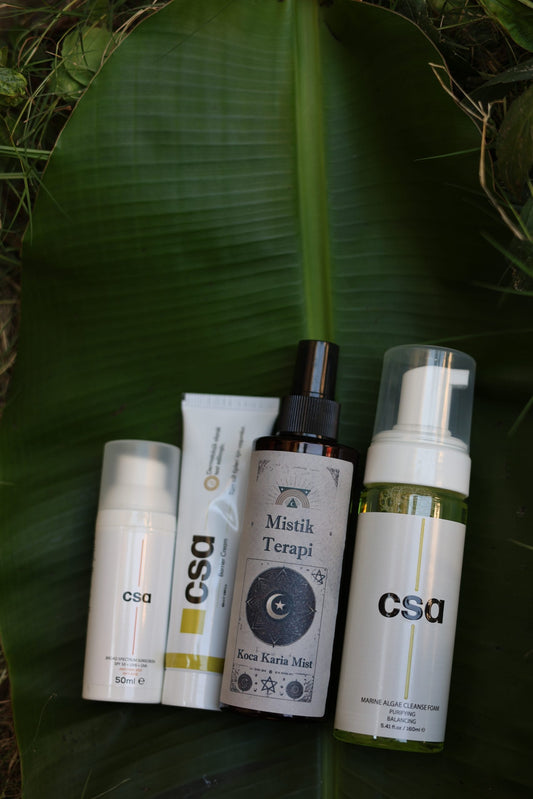 Mistik Saç Terapi & CSA | Mist Sprey + Barrier Cream + Marine Algae Cleanse Foam + Bitkisel Işık Bariyeri Güneş Kremi 4lü Set l Işık Bariyeri Güneş Kremi 4'lü Set